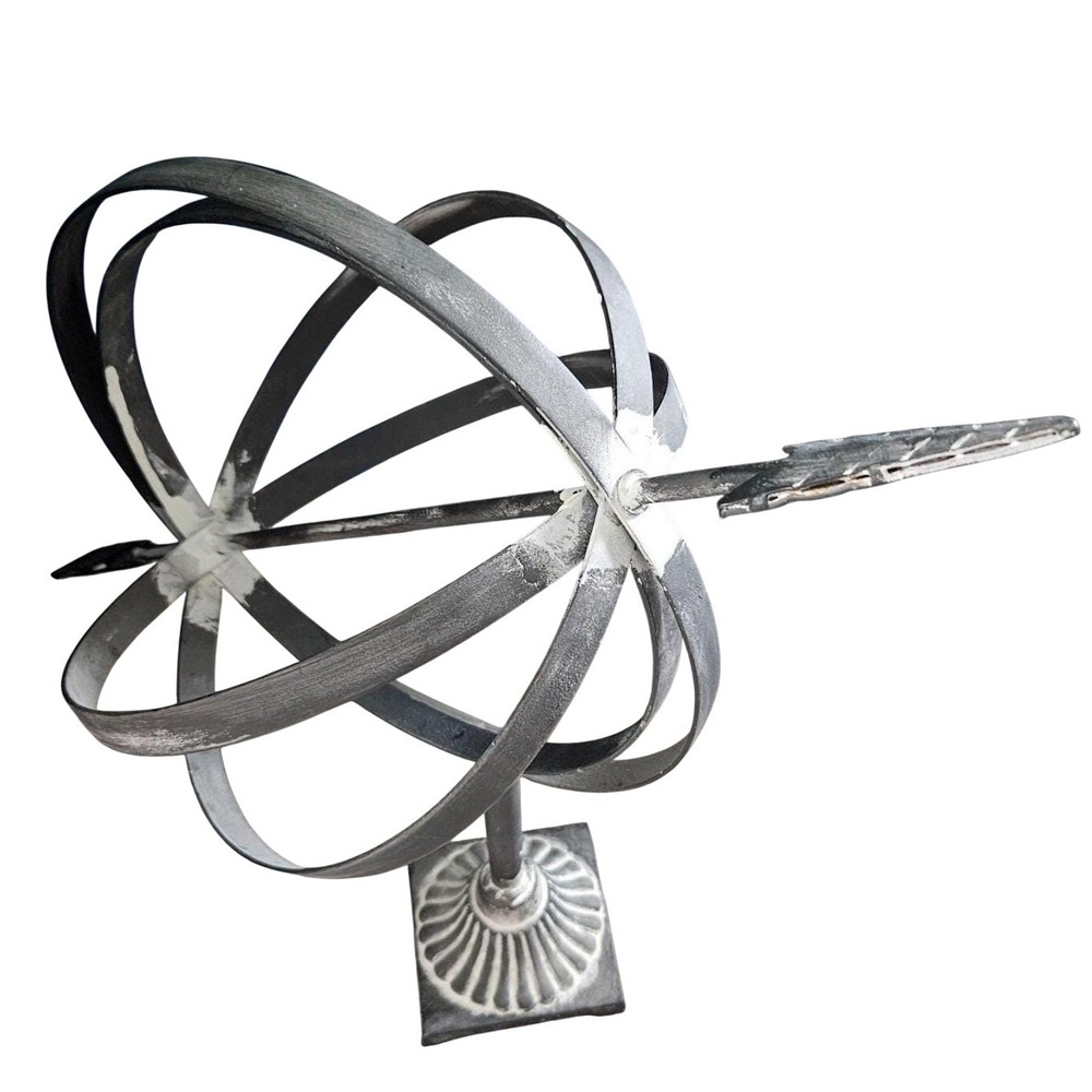 Large‎  Metal Armillary Sphere Globe Orb Arrow Sundial Tabletop Shelf